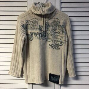 🆕Mini Gang Size 3T Cream 1/4 Zip Turtleneck Sweater